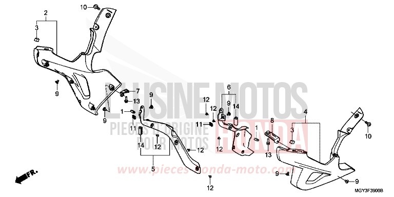 CAPOT INFERIEUR von VFR800X „Crossrunner“ MAT BULLET SILVER (NH389) von 2013